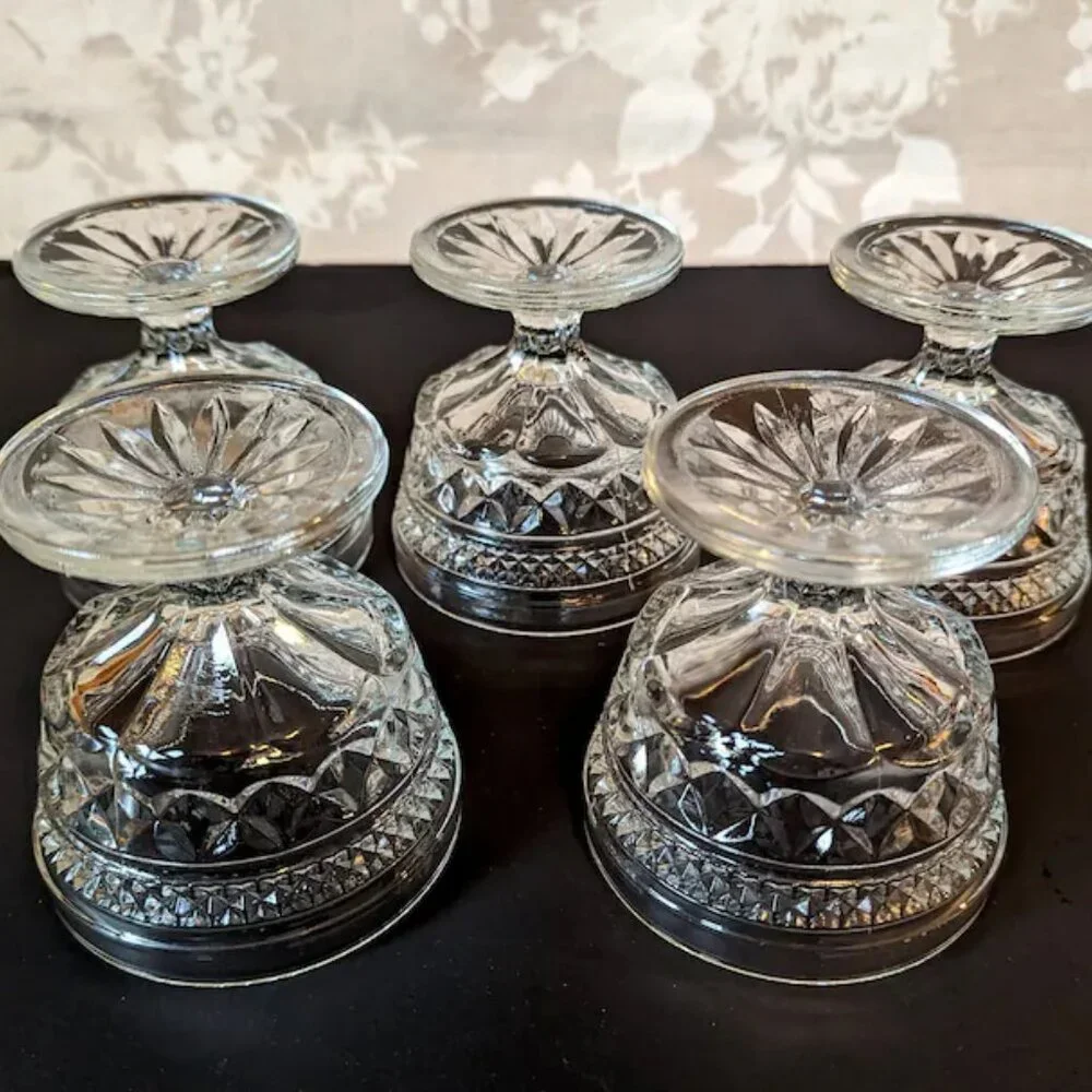 Lot of 5 Anchor Hocking Wexford Pattern Vintage Sherbet Dessert Pedestal Dish